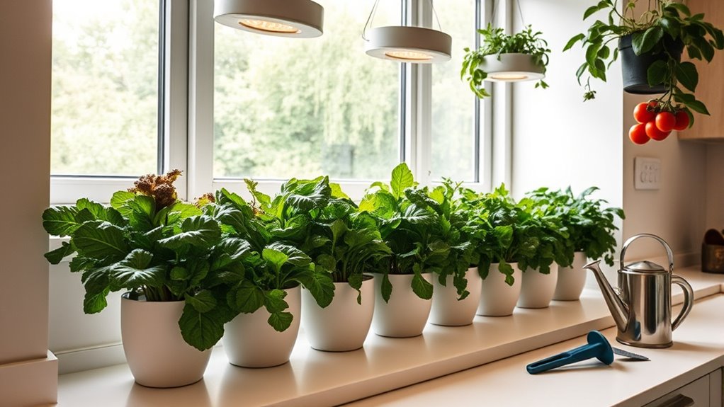 indoor gardening lighting and containers