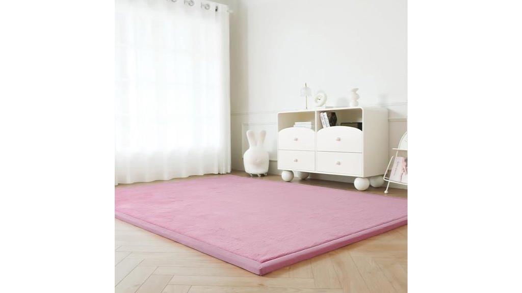 light pink faux rabbit rug