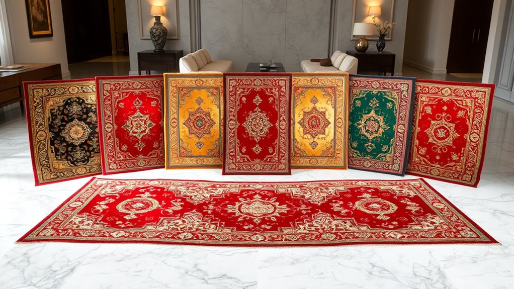 luxury glossy silk carpets