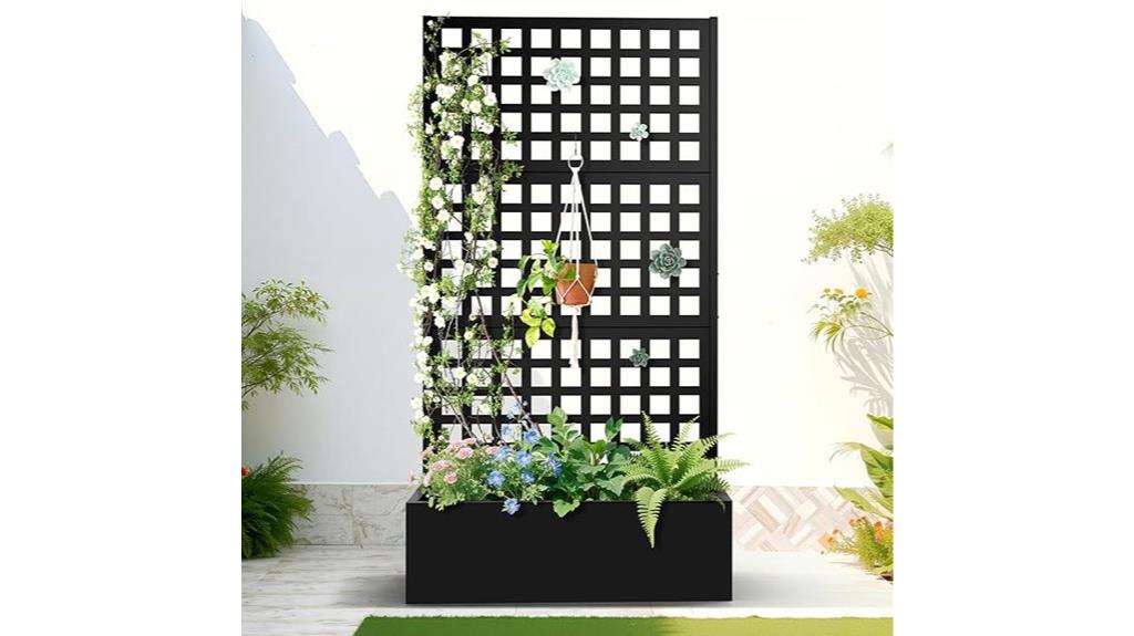 metal garden bed with trellis