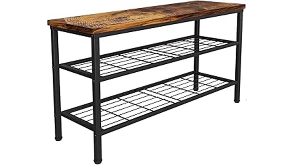 metal shoe rack with wood