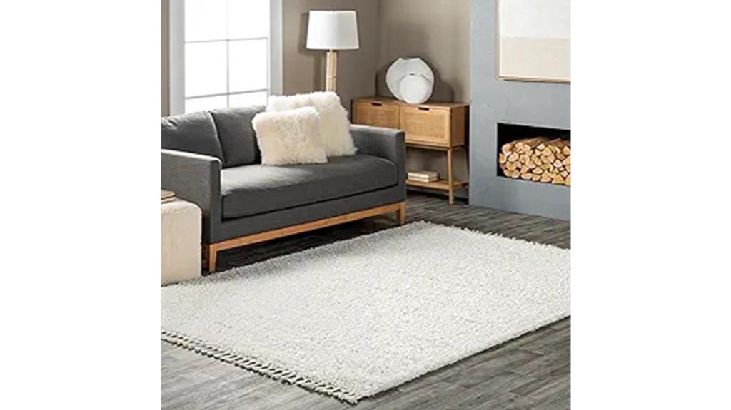 modern ivory shag rug