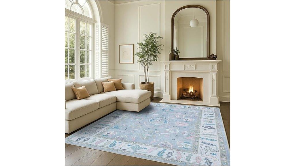 modern oushak lavender rug