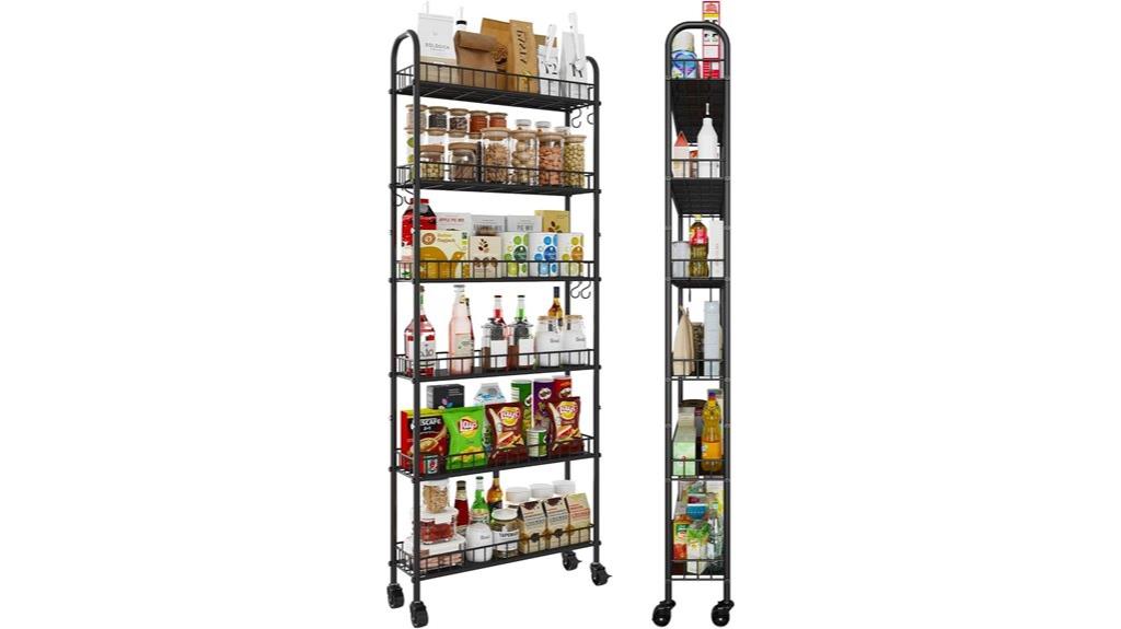 narrow 6 tier storage cart