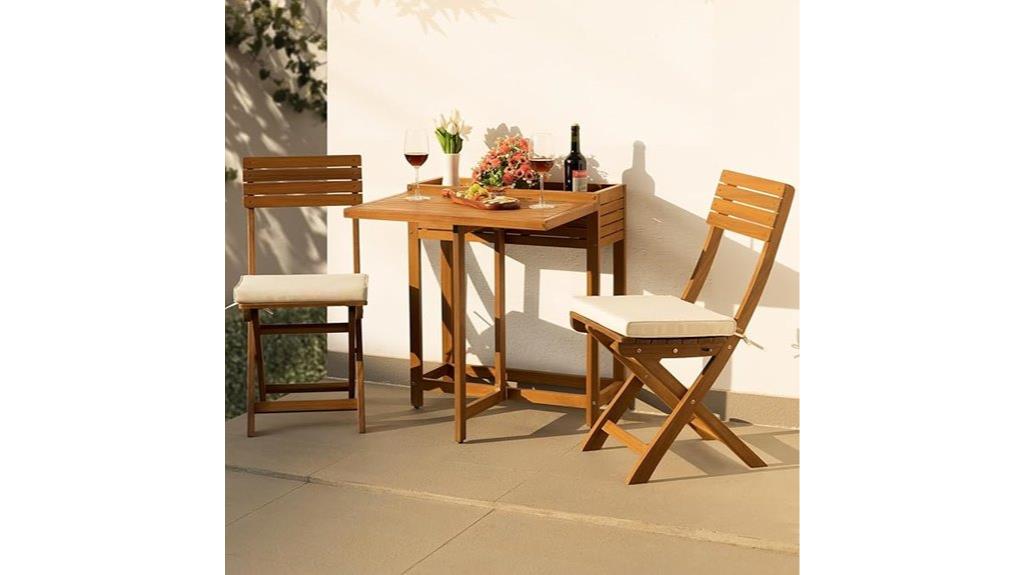 natural foldable bistro set