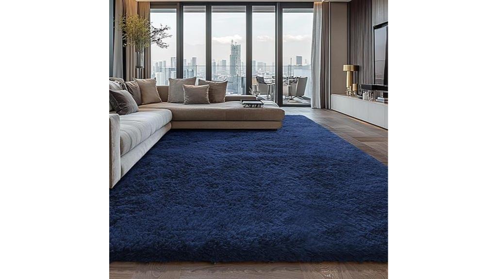 navy blue fluffy rug