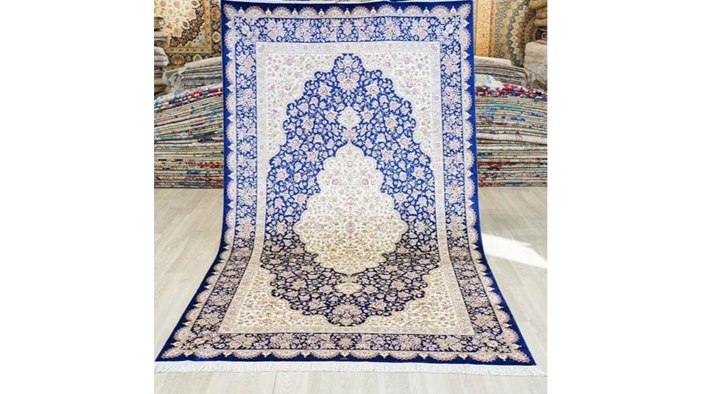 navy hand knotted rug