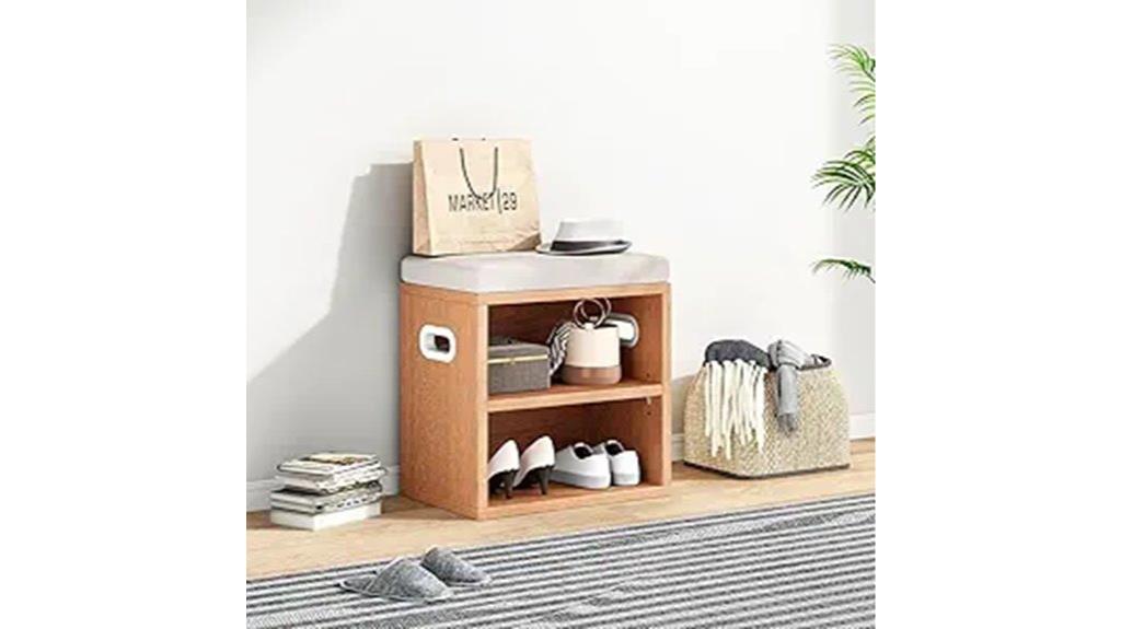 oak entryway shoe bench