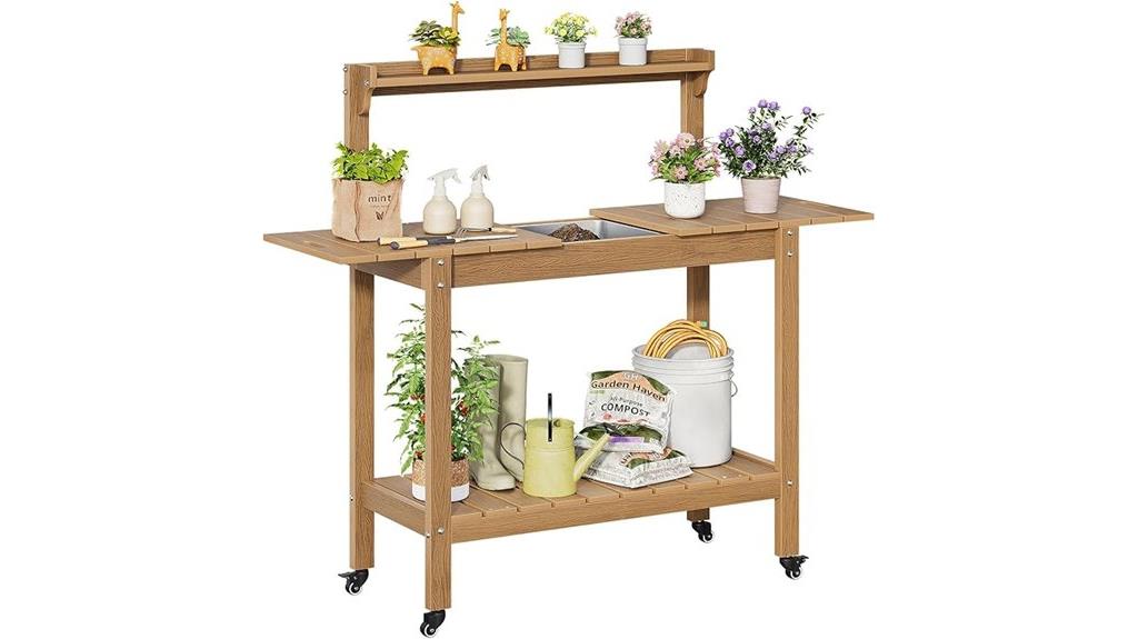 outdoor potting bench with sink