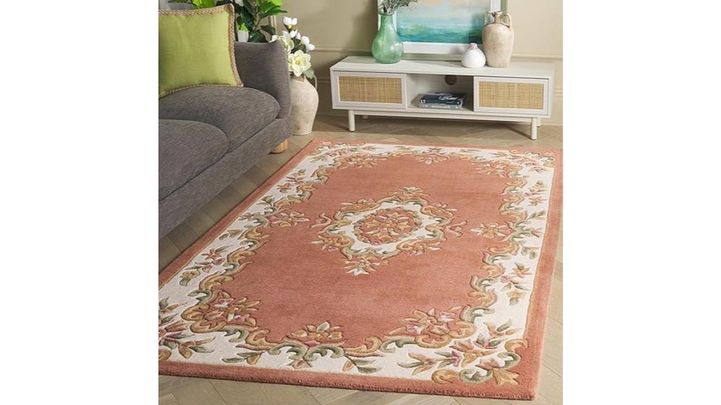 peach ivory aubusson rug