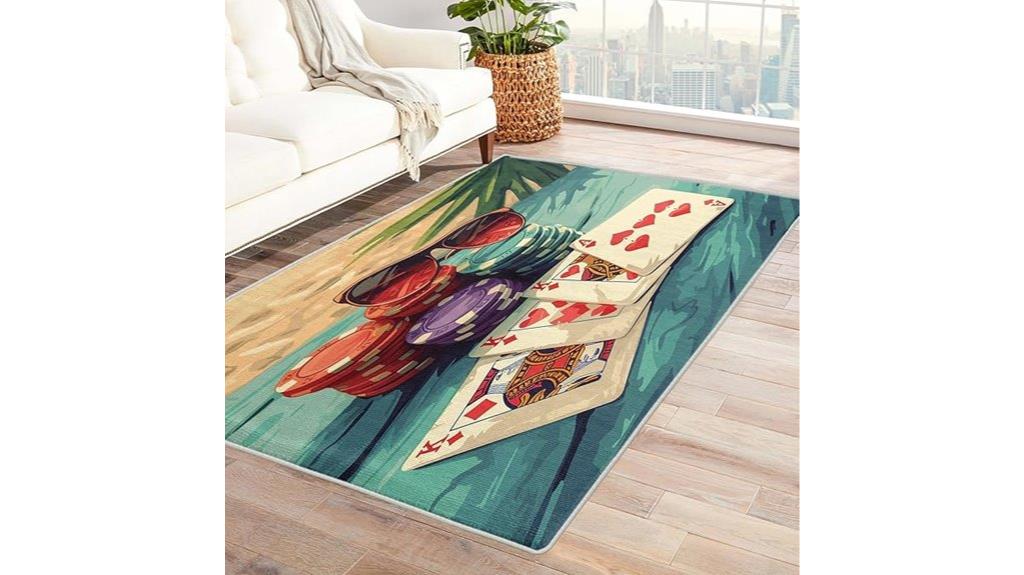 poker chips playing cards rug