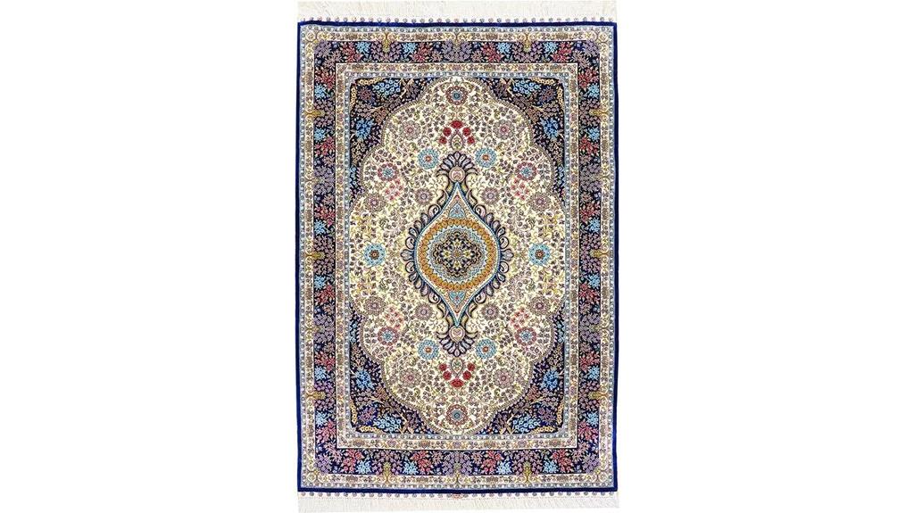 purple handwoven floral rug