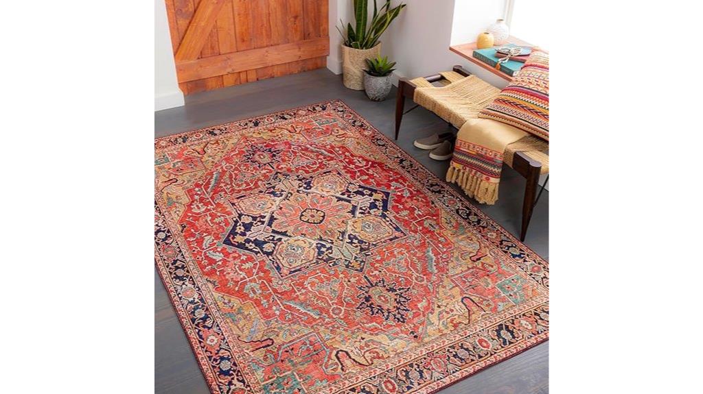 red and gold rug