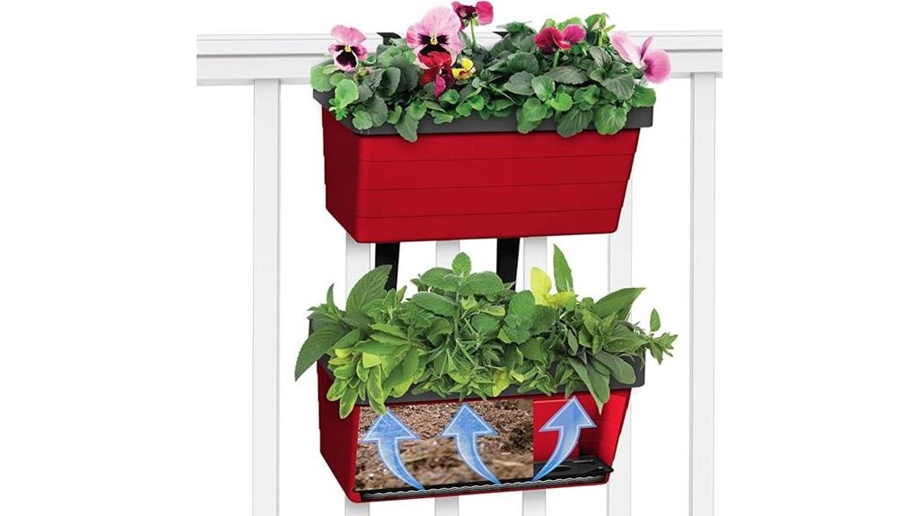 red double hanging planter