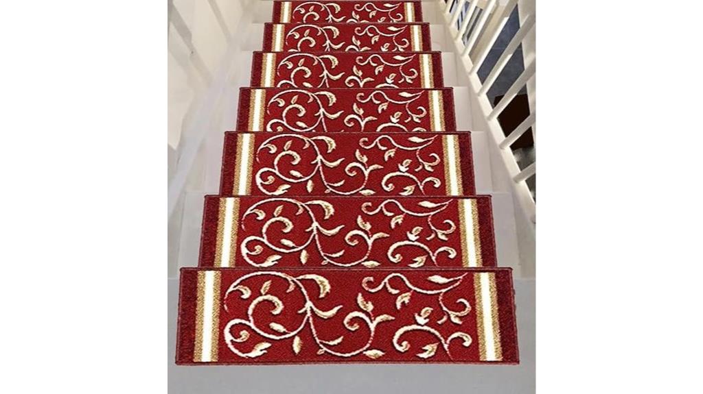 red floral stair treads