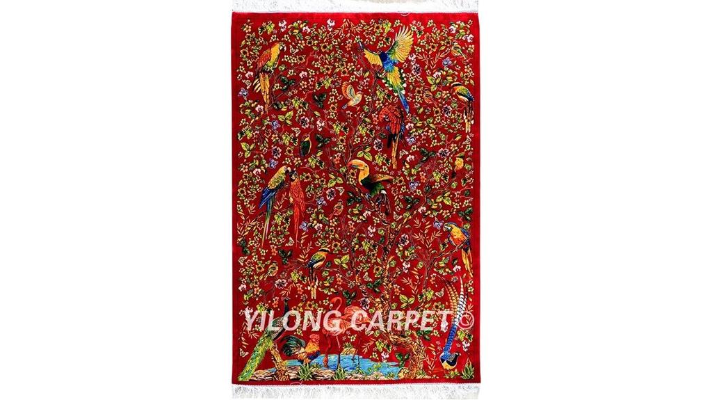 red handmade silk rug