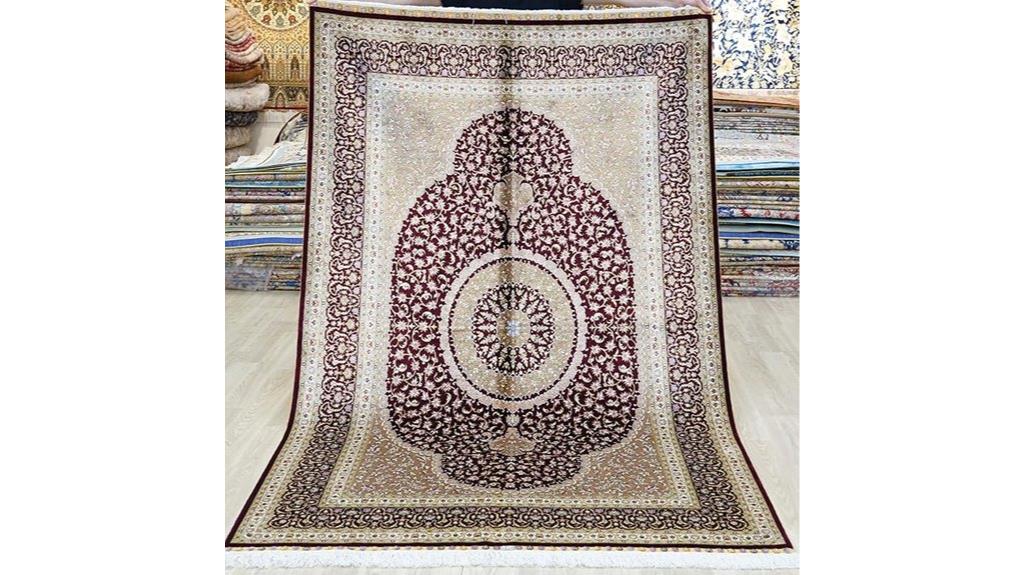 red handwoven medallion rug