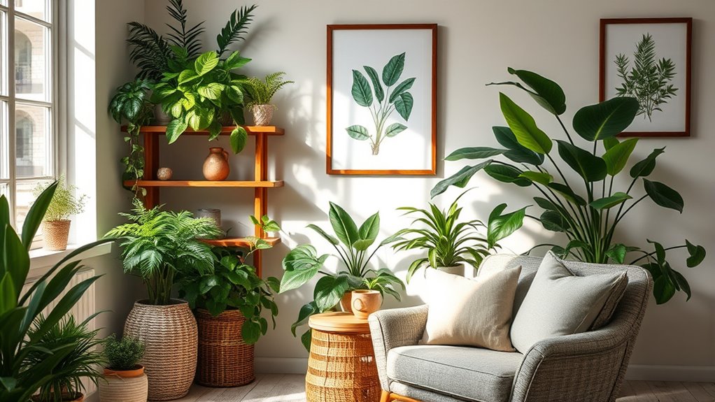 relaxing indoor plant corner