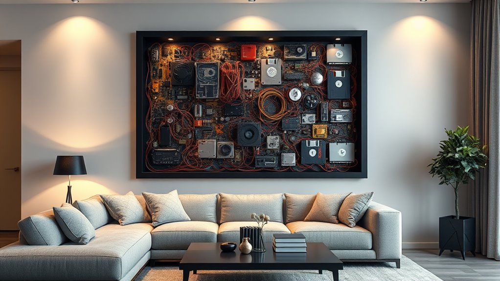 repurposed electronic device decor