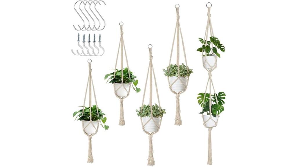 set of five hanging planters