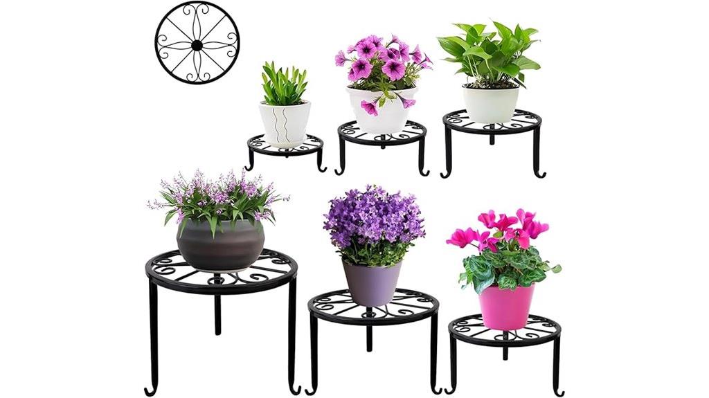 set of six metal plant stands
