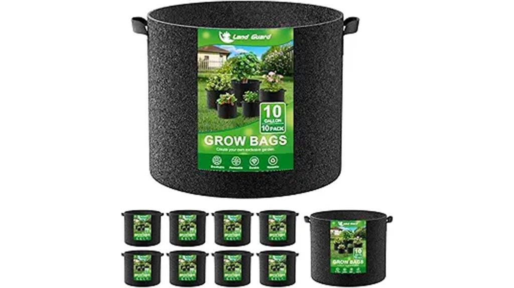 set of ten fabric grow containers
