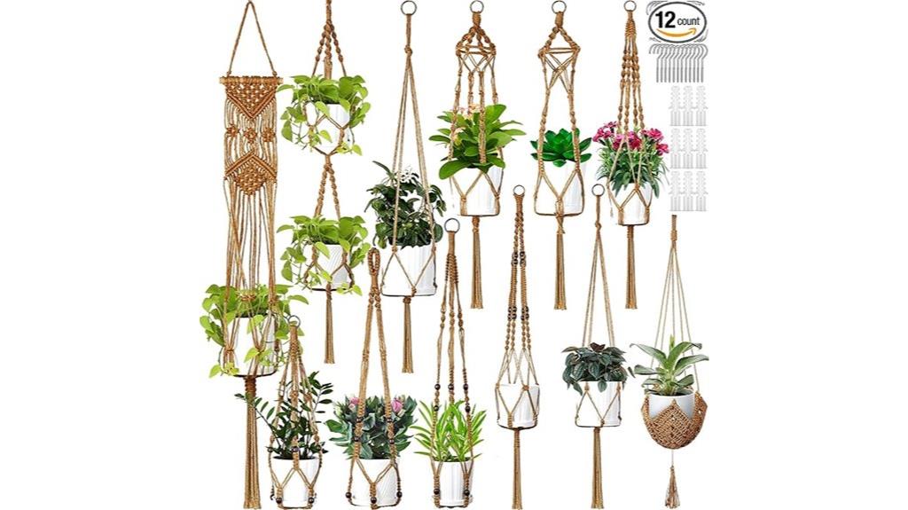 set of twelve macrame hangers