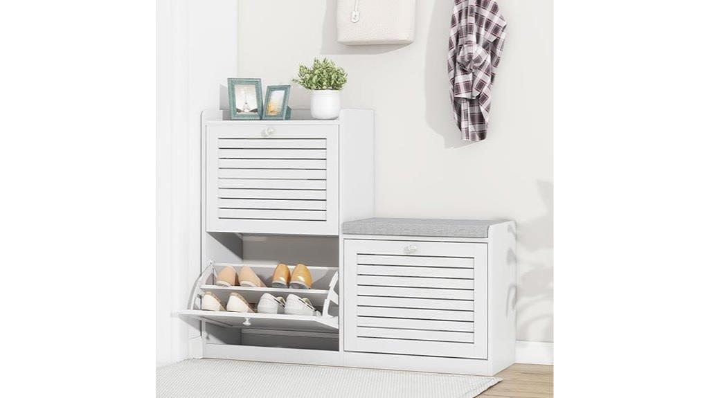 shoe storage with cushioned drawers