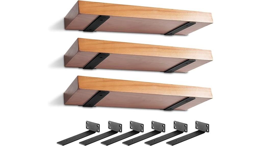six black heavy brackets