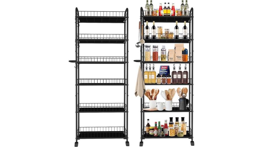 six tier rolling storage cart