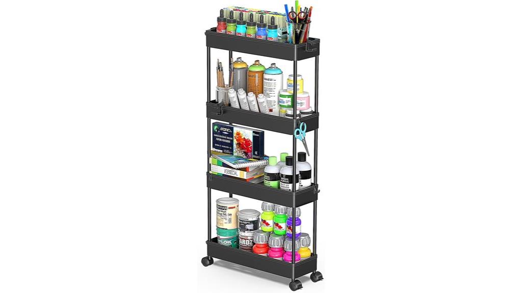 slim 4 tier storage cart