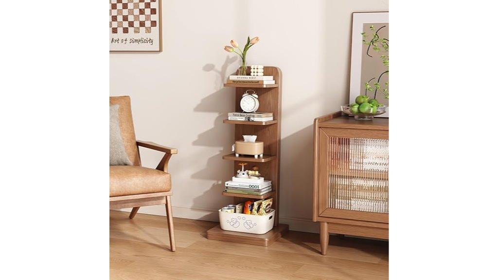 slim five tier bookshelf