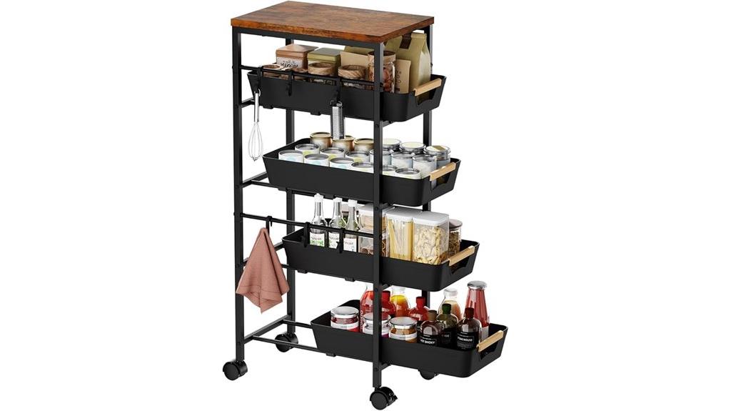 slim wooden top cart