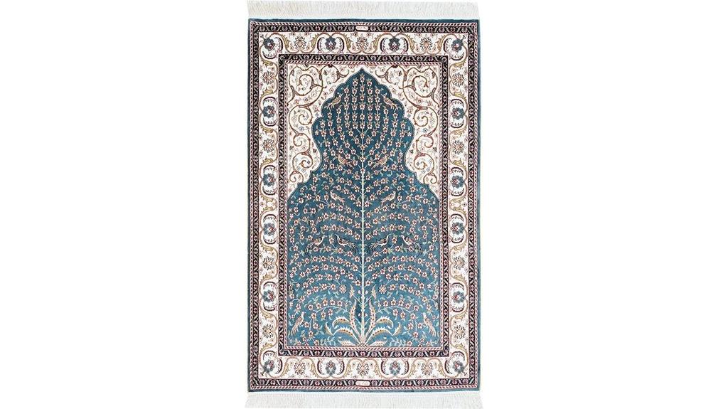 small blue hand knotted rug
