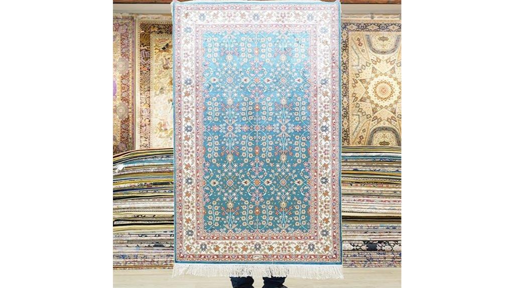 small blue hand knotted rug