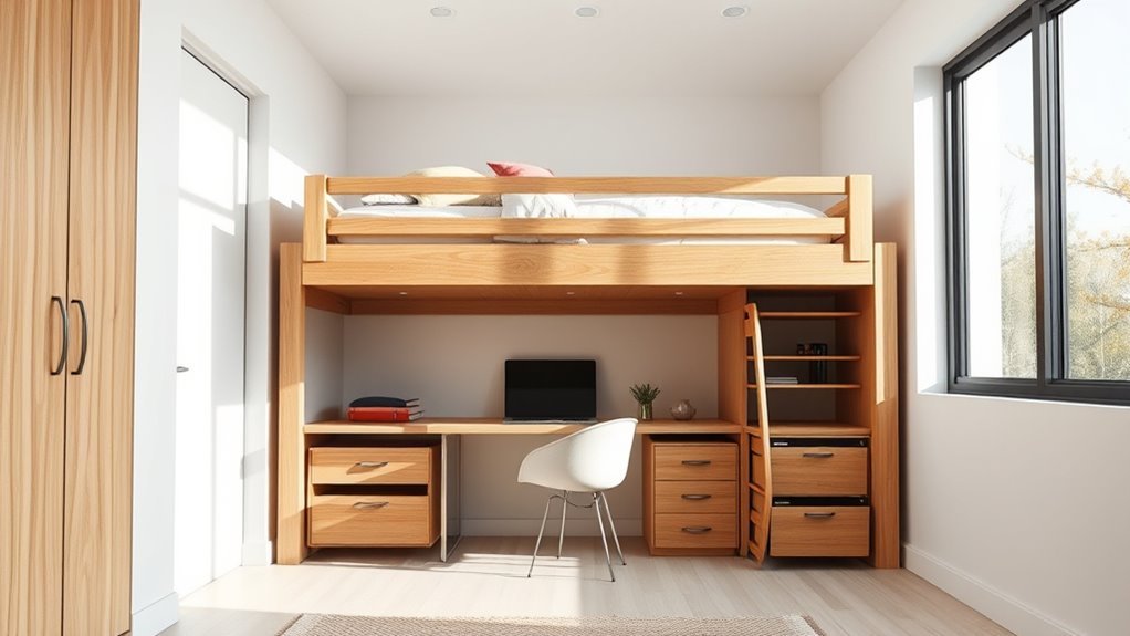 space saving loft beds with desks