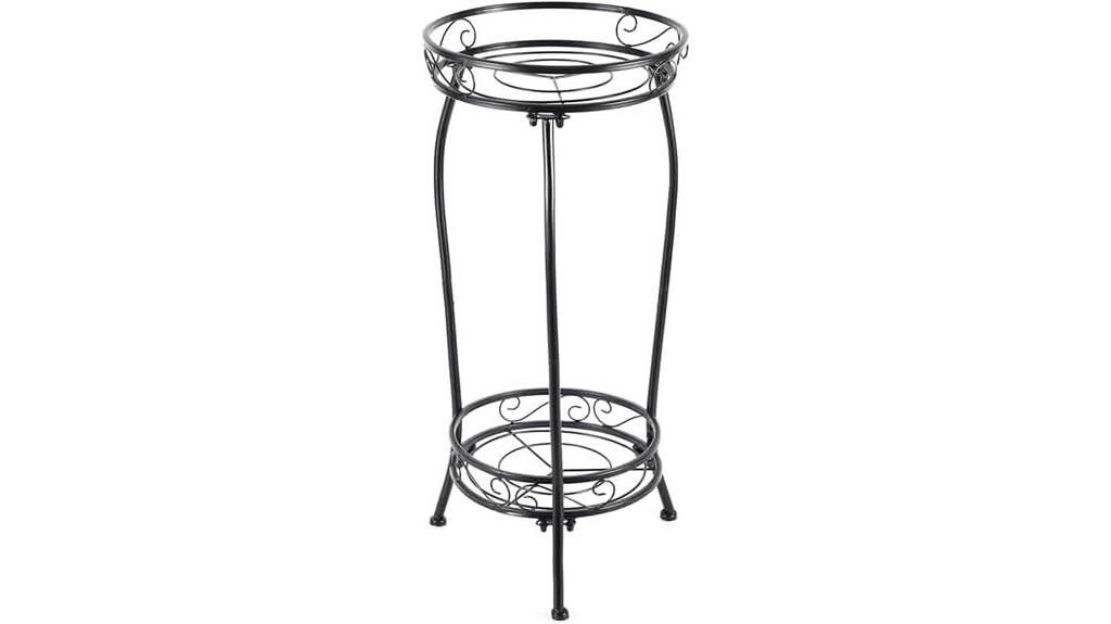 tall black 2 tier plant stand