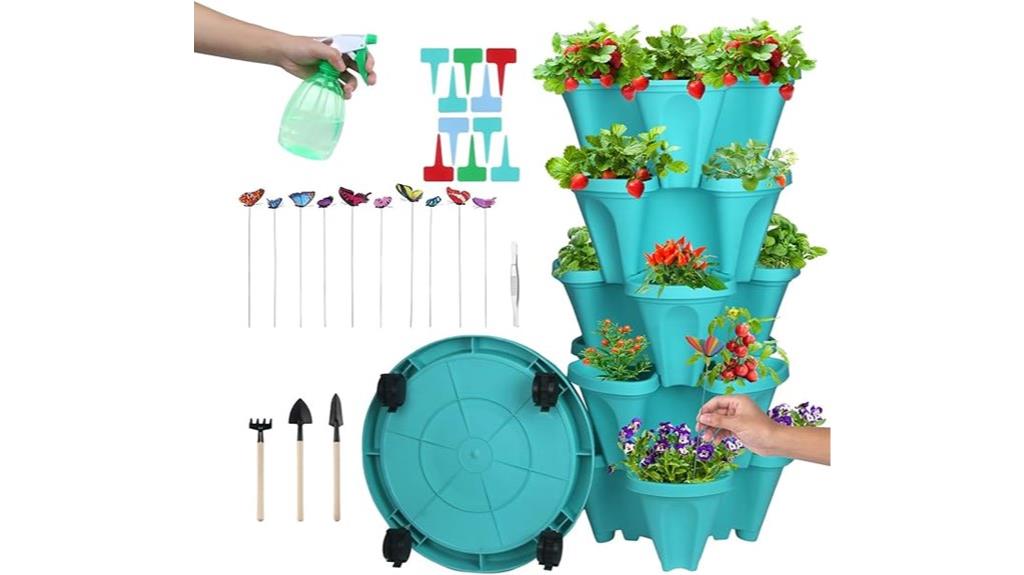 teal 6 tier garden tower