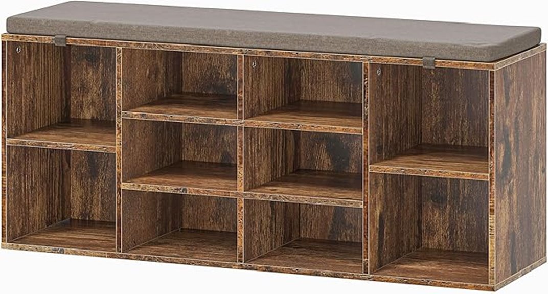 ten compartment shoe bench