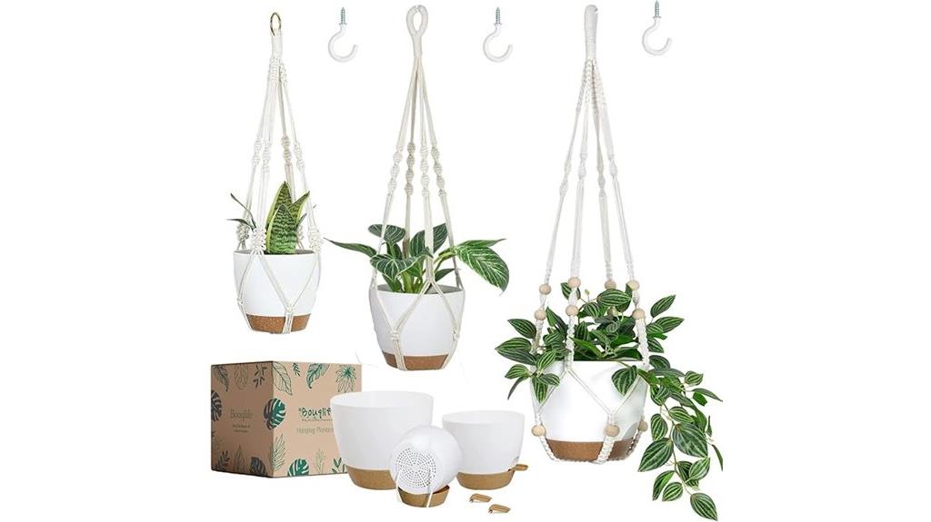 three pack macrame hangers
