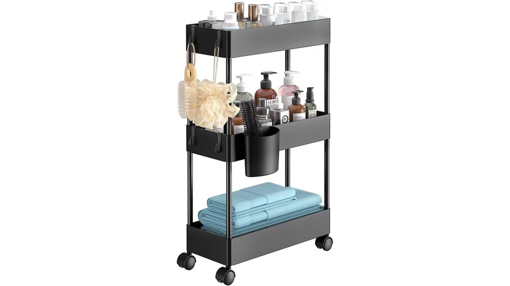 three tier wheeled cart