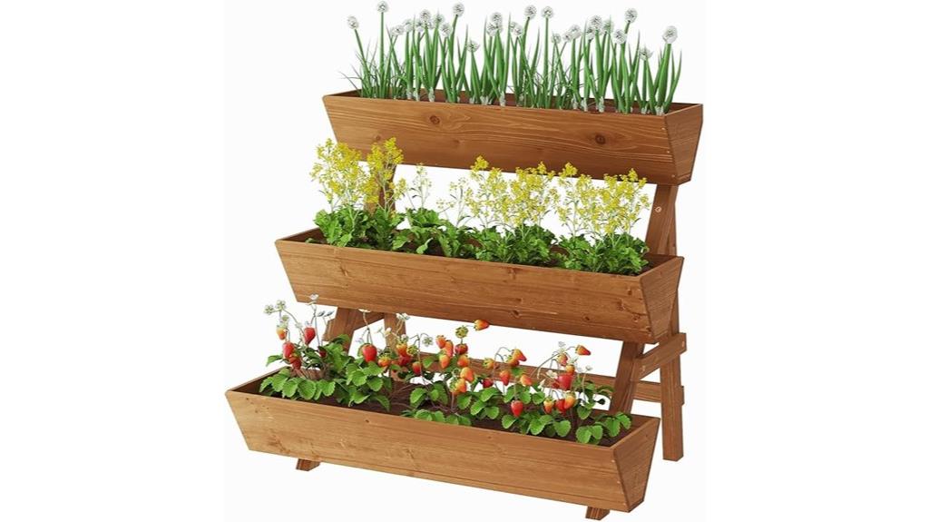 three tier wooden planter