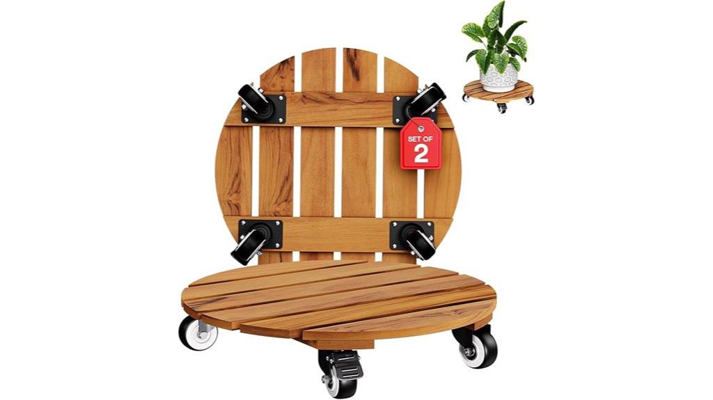 two 14 inch acacia caddies