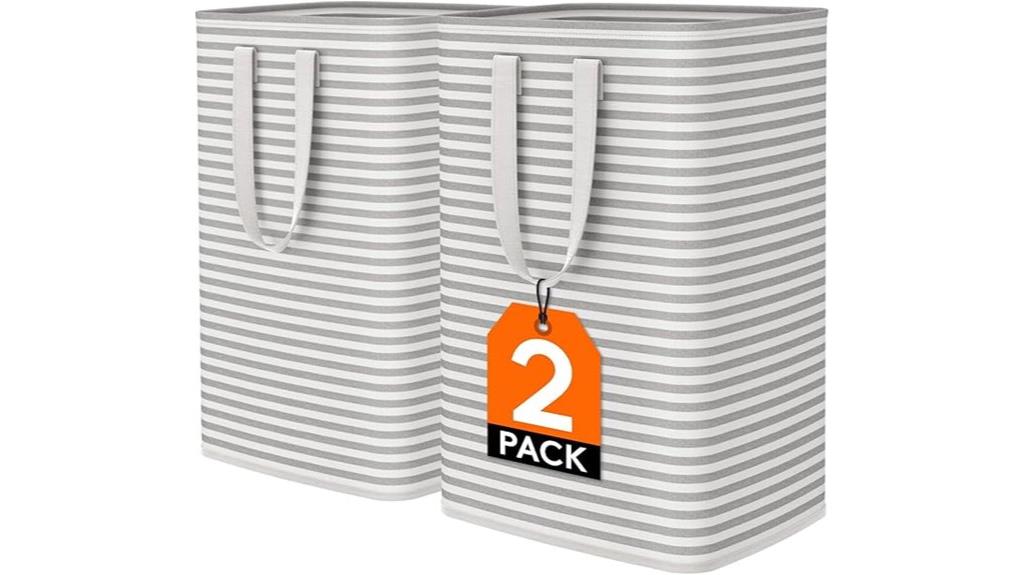two collapsible laundry baskets