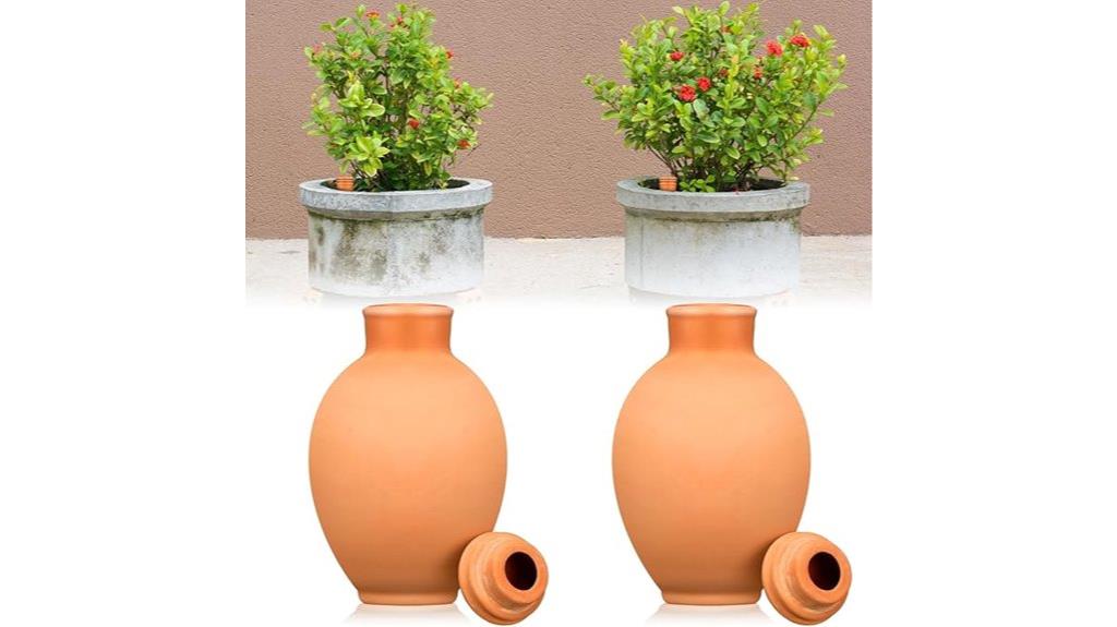 two terracotta watering pots