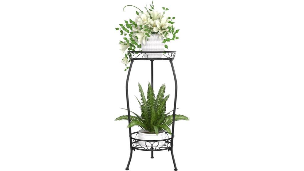 two tier metal plant stand