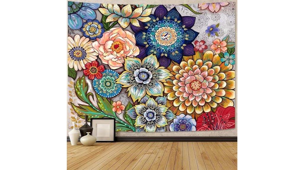 vibrant floral tapestry wall
