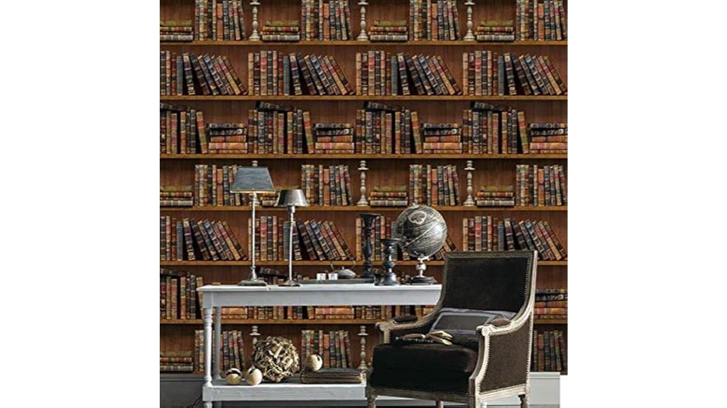 vintage bookshelf wallpaper peel