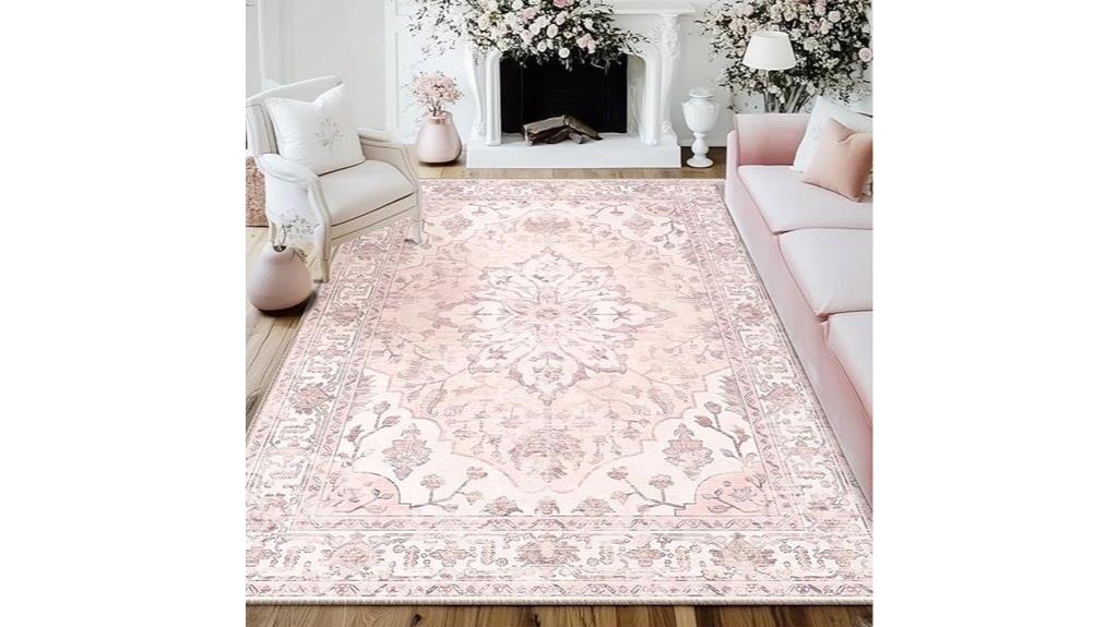 washable floral medallion rug