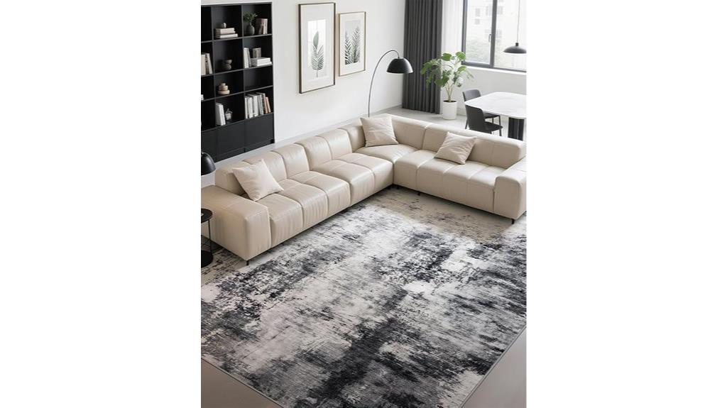 washable grey low pile rug